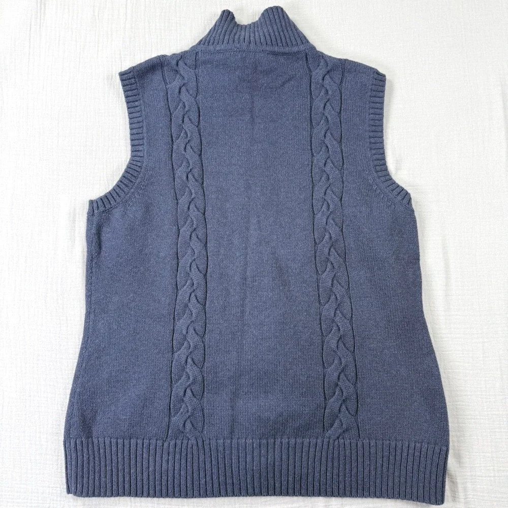 Pendleton Womens Blue 100% Cotton Cable Knit Full Zip Sweater Vest Large - Picture 3 of 7